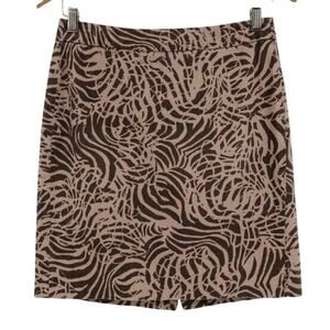 Banana Republic Womens Animal Print Mini Skirt 2 Brown Tan Pencil Tweed Textured